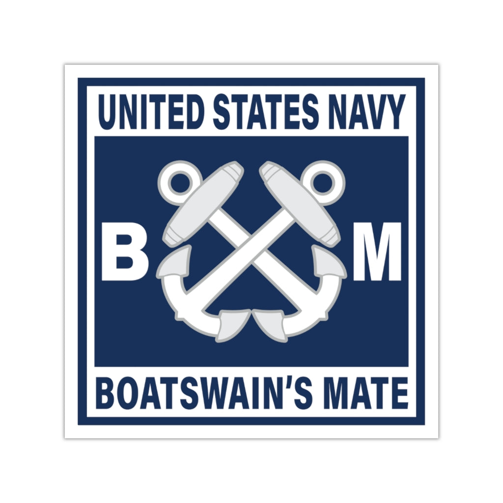 Navy Boatswain's Mate (BM) Square Vinyl Stickers Ham's Designs