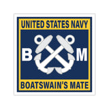 Navy Boatswain's Mate (BM) Gold Square Vinyl Stickers