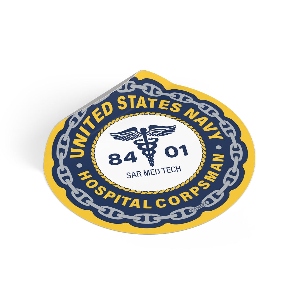 Navy Hospital Corpsman (HM) 8401 SAR MED TECH Round Vinyl