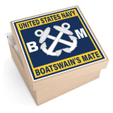 Navy Boatswain's Mate (BM) Gold Square Vinyl Stickers