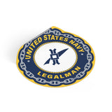 Navy Legalman (LN) Round Vinyl Stickers