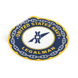 Navy Legalman (LN) Round Vinyl Stickers