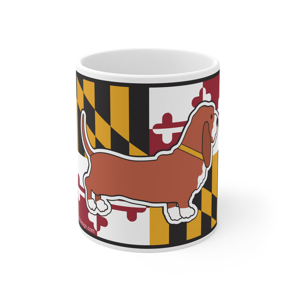 Maryland Flag Basset Hound Mug 11oz