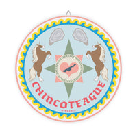 Wood Sign - Chincoteague Virginia Hex Sign with Ponies and Oysters