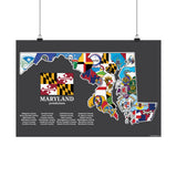 A poster of Maryland and its 24 jurisdictions flags