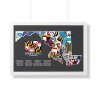 Maryland Flag Map Framed Poster