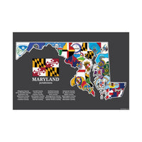 A poster of Maryland and its 24 jurisdictions flags