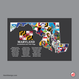 Maryland Counties & Flags Matte Print