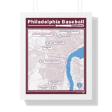 Philadelphia Baseball Stadiums Through the Years — Framed Vertical Poster