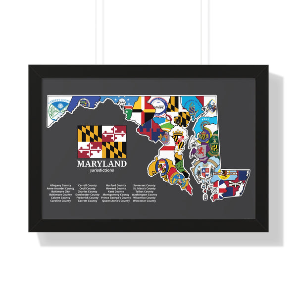 Maryland Flag Map Framed Poster