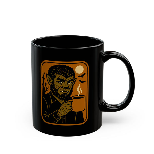 Mug - Vintage Halloween Wolfman Holding a Cup of Coffee - 11oz/15oz