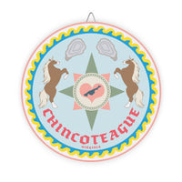 Wood Sign - Chincoteague Virginia Hex Sign with Ponies and Oysters