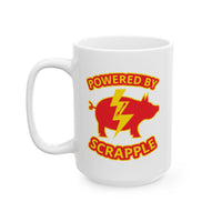 Powered by Scrapple Ceramic Mug, (11oz, 15oz)