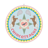 Wood Sign - Chincoteague Virginia Hex Sign with Ponies and Oysters