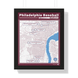Philadelphia Baseball Stadiums Through the Years — Framed Vertical Poster