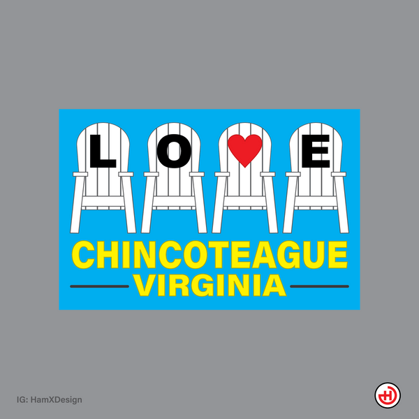 Chincoteague Virginia Love Chairs Stickers