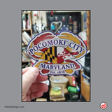 Pocomoke City, Maryland Hometown Crab Flag Sticker