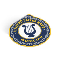 Navy Musician (MU) Round Vinyl Stickers