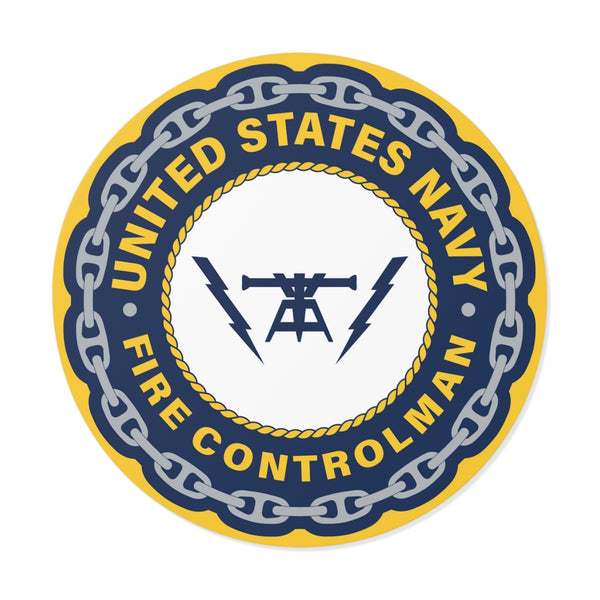 Navy Fire Controlman (FC) Round Vinyl Sticker