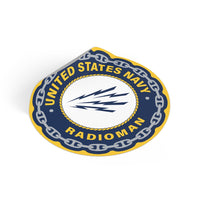 Navy Radioman (RM) Round Vinyl Stickers
