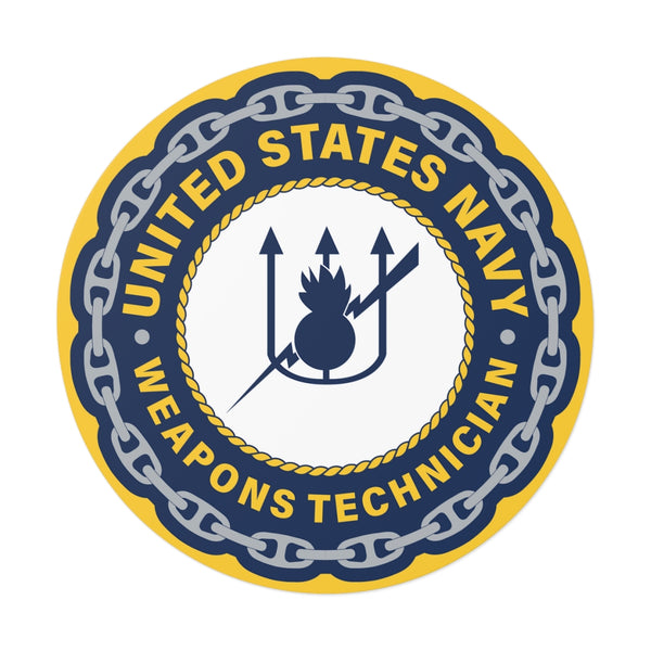 Navy Weapons Technician (WT) Round Vinyl Stickers
