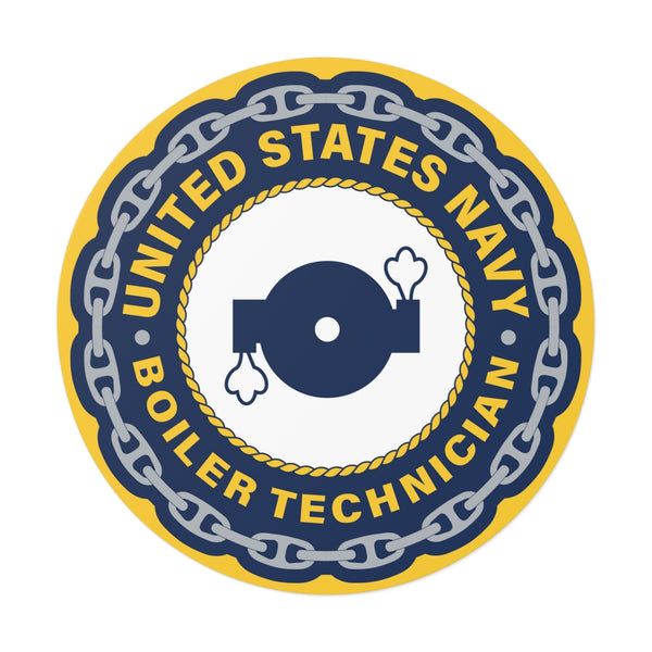 Navy Boiler Technician (BT) Round Vinyl Stickers