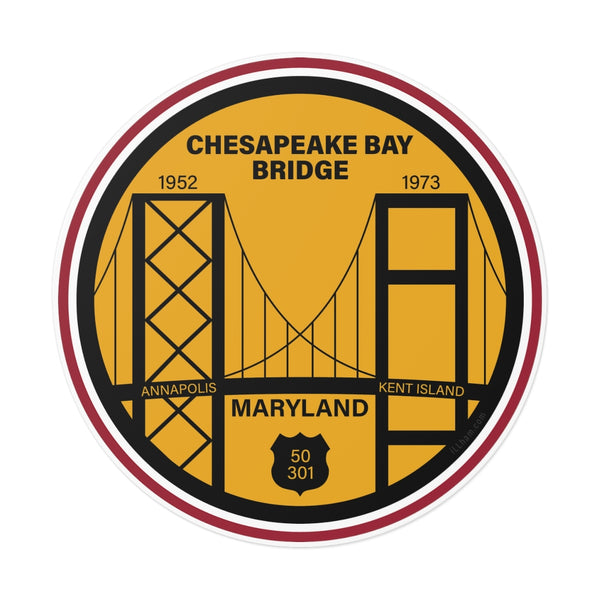 Chesapeake Bay Bridge Round Vinyl Stickers