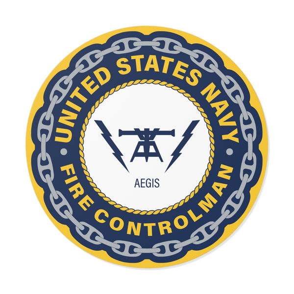 Navy Fire Controlman Aegis (FCA) Round Vinyl Stickers