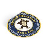 Navy Deck Ape (BM) Round Vinyl Stickers