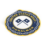 Navy Signalman (SM) Round Vinyl Sticker