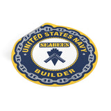 Navy Builder (BU) Round Vinyl Stickers