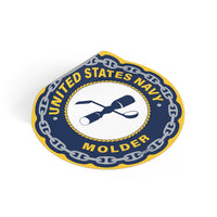 Navy Molder (ML) Round Vinyl Stickers