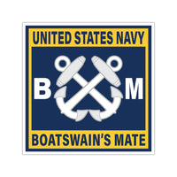 Navy Boatswain's Mate (BM) Gold Square Vinyl Stickers
