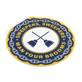 Navy Sweepers, Sweepers Man your Brooms Round Vinyl Stickers