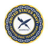 Navy Cryptologic Technician (CTI) Round Vinyl Stickers