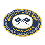 Navy Signalman (SM) Round Vinyl Sticker